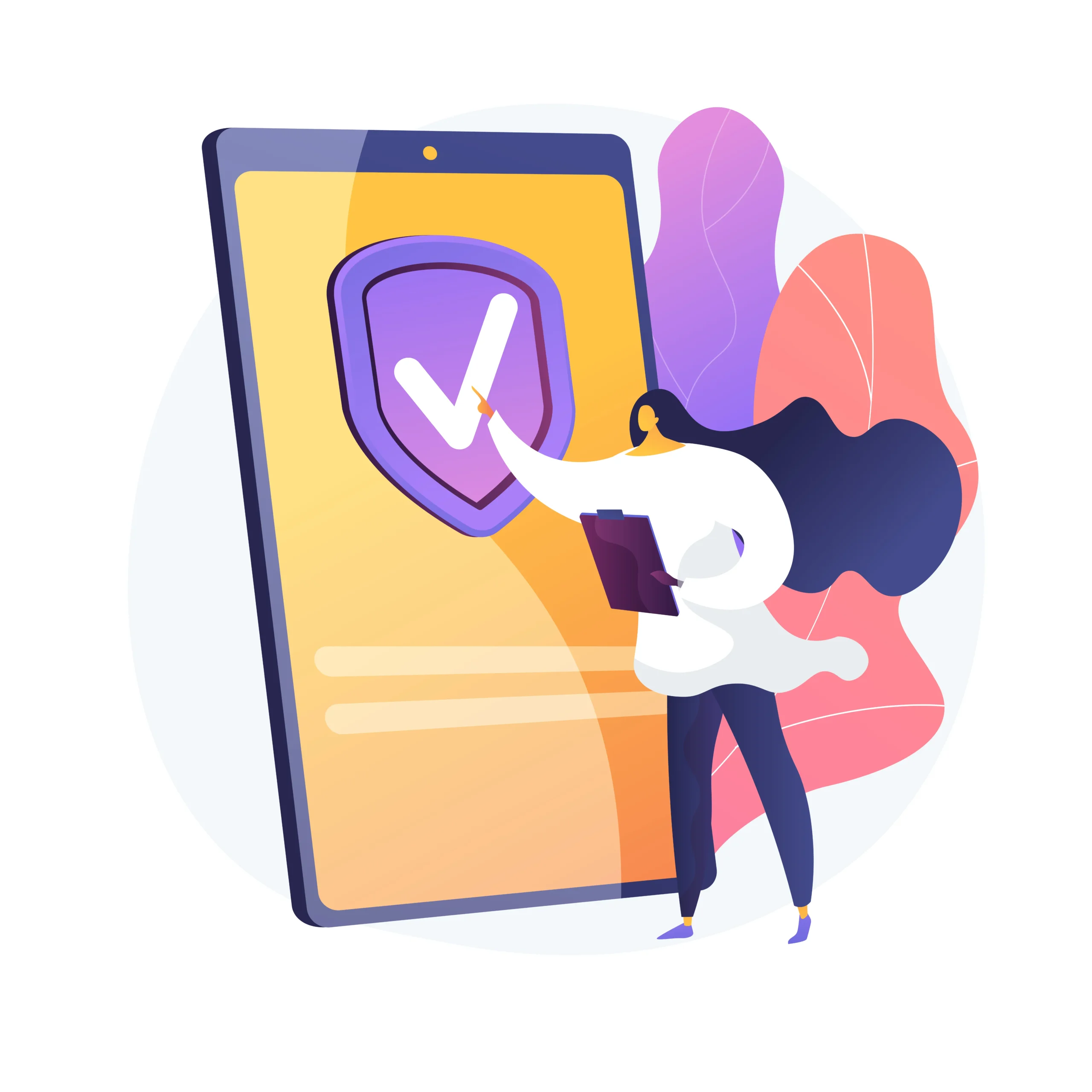 verification and privacy concept on a mobile interface